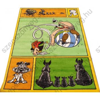 Asterix és Obelix mintás Zöld Gyerekszőnyeg 133 x 180 cm