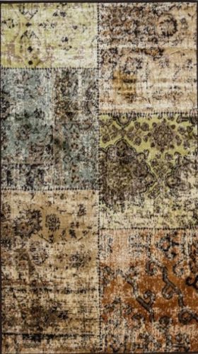 Elegante Patchwork Szőnyeg 65 x 110 cm barna arany