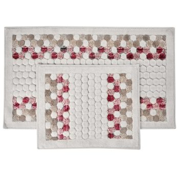   Alamea Prémium Fürdőszoba Szőnyeg Szett 2 részes kádkilépő bézs bordó