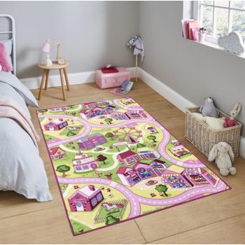 Barbie Város Rózsaszín Kislány Gyerekszőnyeg