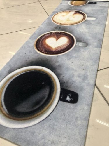 Kávéimádó kávés konyha szőnyeg 50 x 150 cm szürke