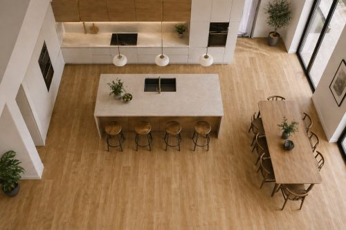 Ermenti famintás barna tekercses vinyl padló PVC 2 m és 4 m széles