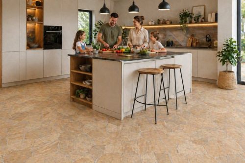 Ozambic kőmintás bézs-barna vinyl padló tekercses PVC 2 m 3 m és 4m széles